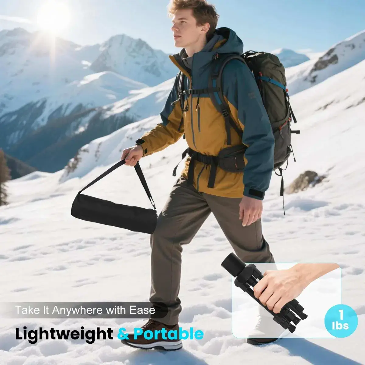 Starlink Mini Tripod Mount Height Adjustable Lightweight Tripod with Aluminum Adapter Compatible with Starlink Mini Satellite Suitable for Outdoor Camping RV Travel - Image 3